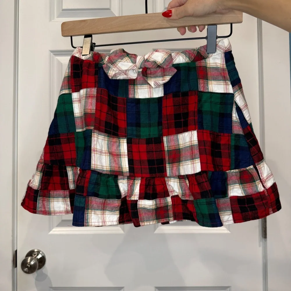 Gymboree Girls Patchwork Plaid Skort Red Green Holiday Size 10